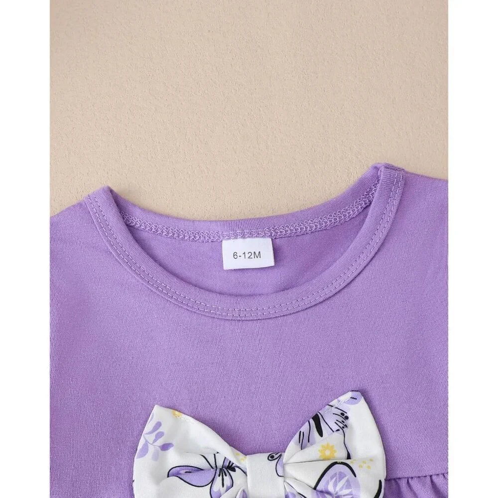 Toddler Baby Girl Clothes Long Sleeve Shirt Ruffle Soft Tops Bell Bottom Long Pa